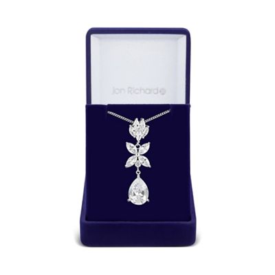 Silver floral drop necklace